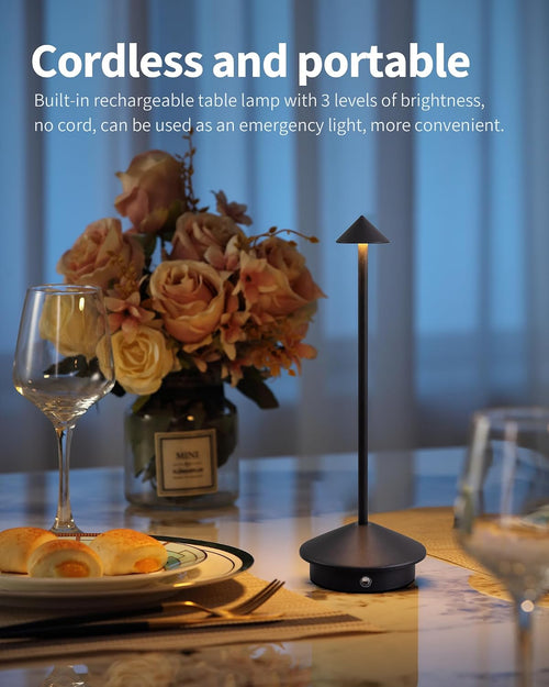 Black Portable Cordless Table Lamp Set