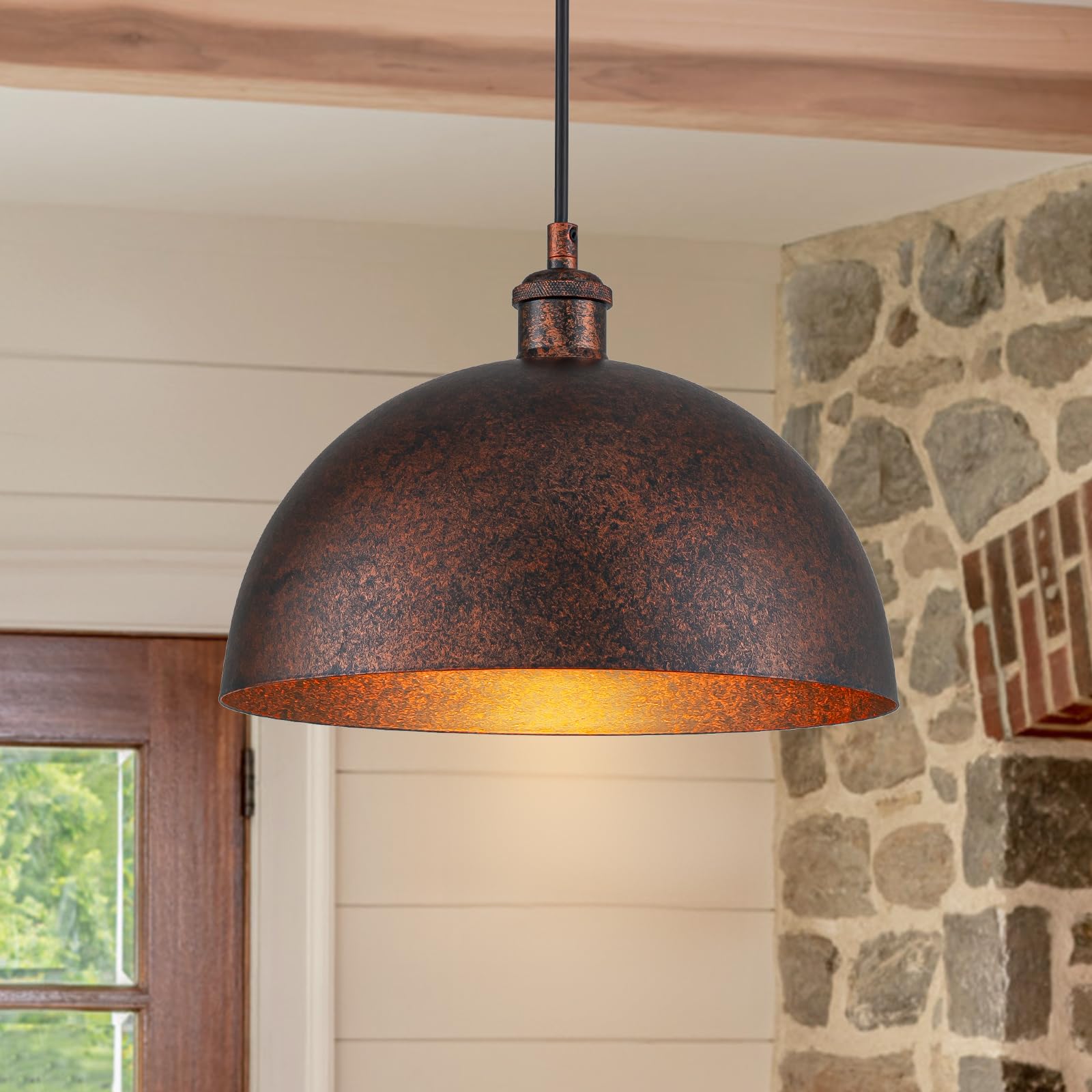 Rustic Metal Dome Industrial Pendant Light
