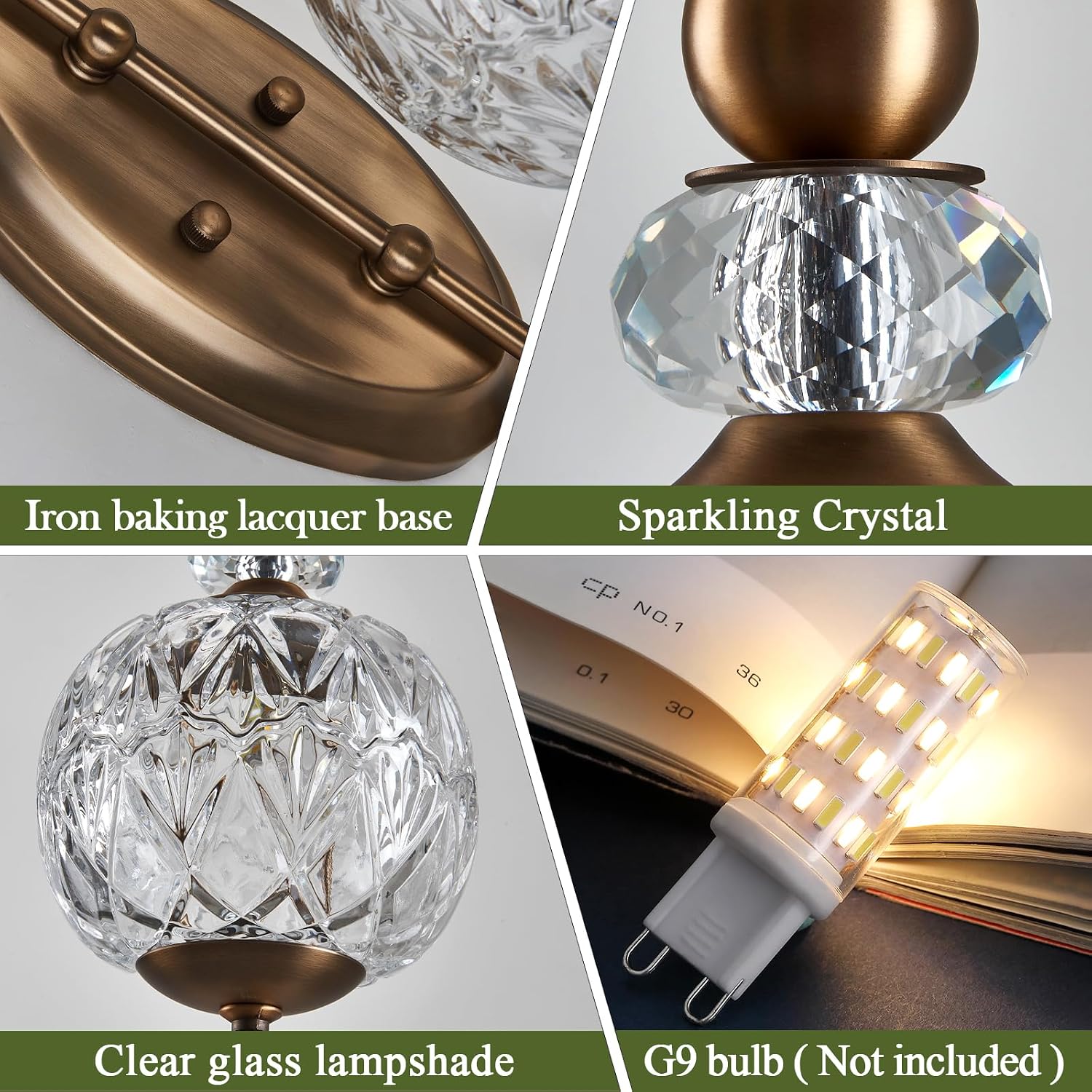 Vintage Brass Globe Glass Wall Sconce