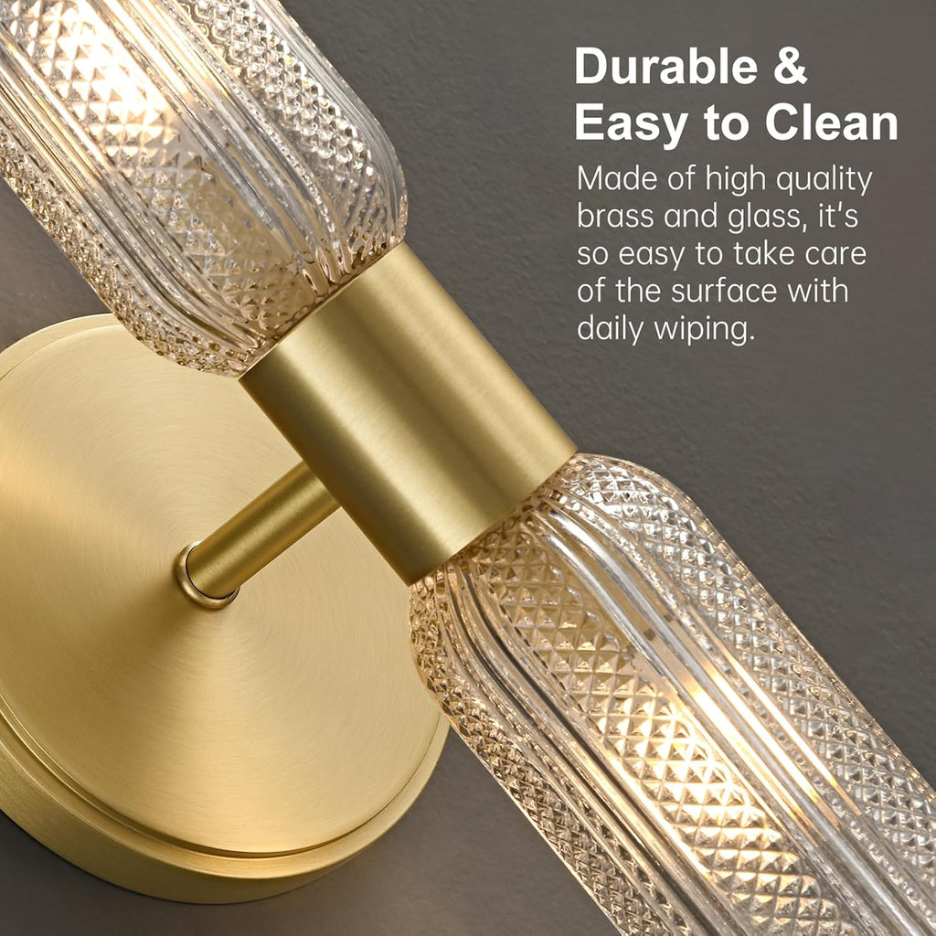 Brushed‑Brass Double‑Glass Wall Sconce
