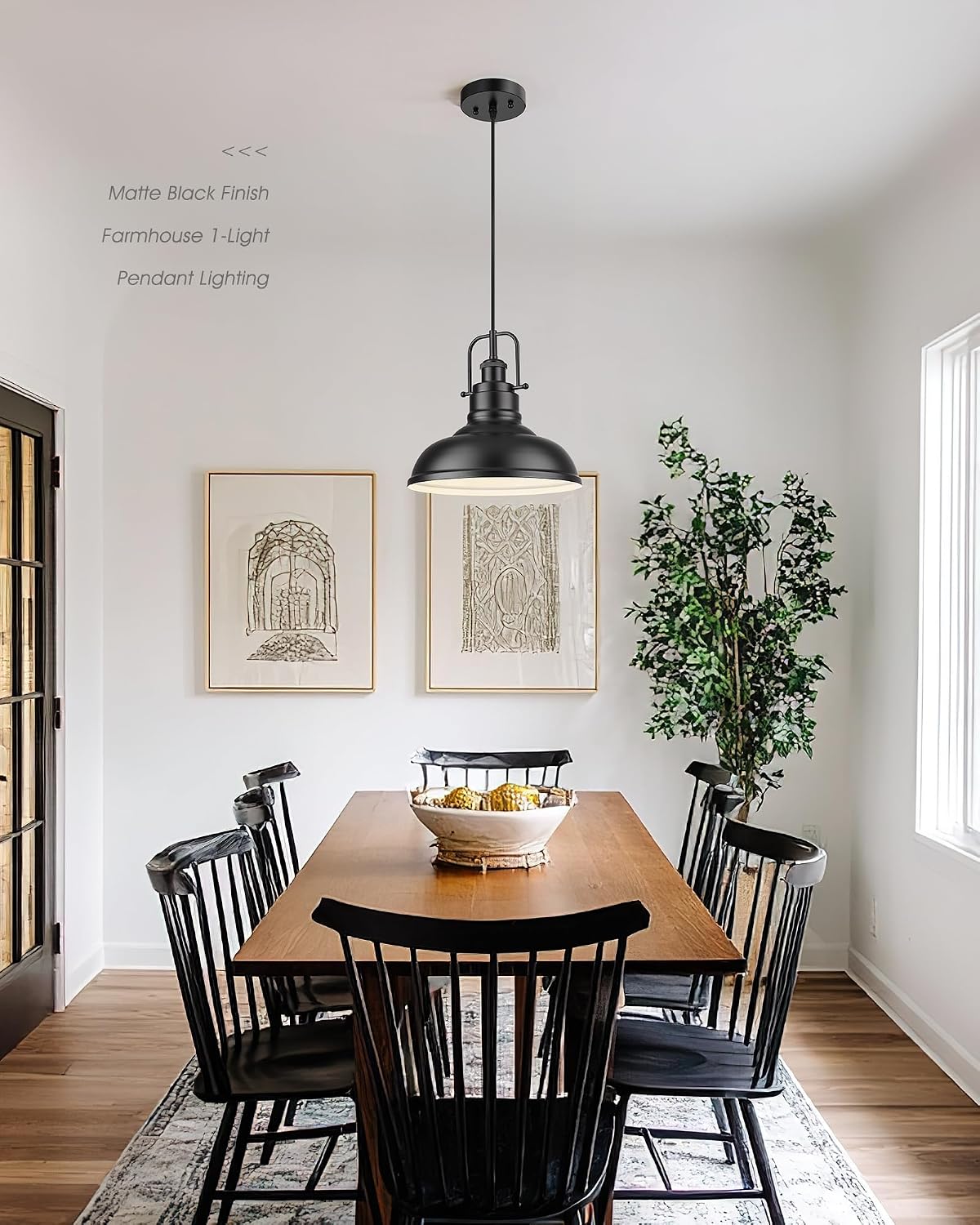 Black Metal Dome Industrial Pendant Light