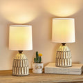 Boho Ceramic Bedside Table Lamp Set
