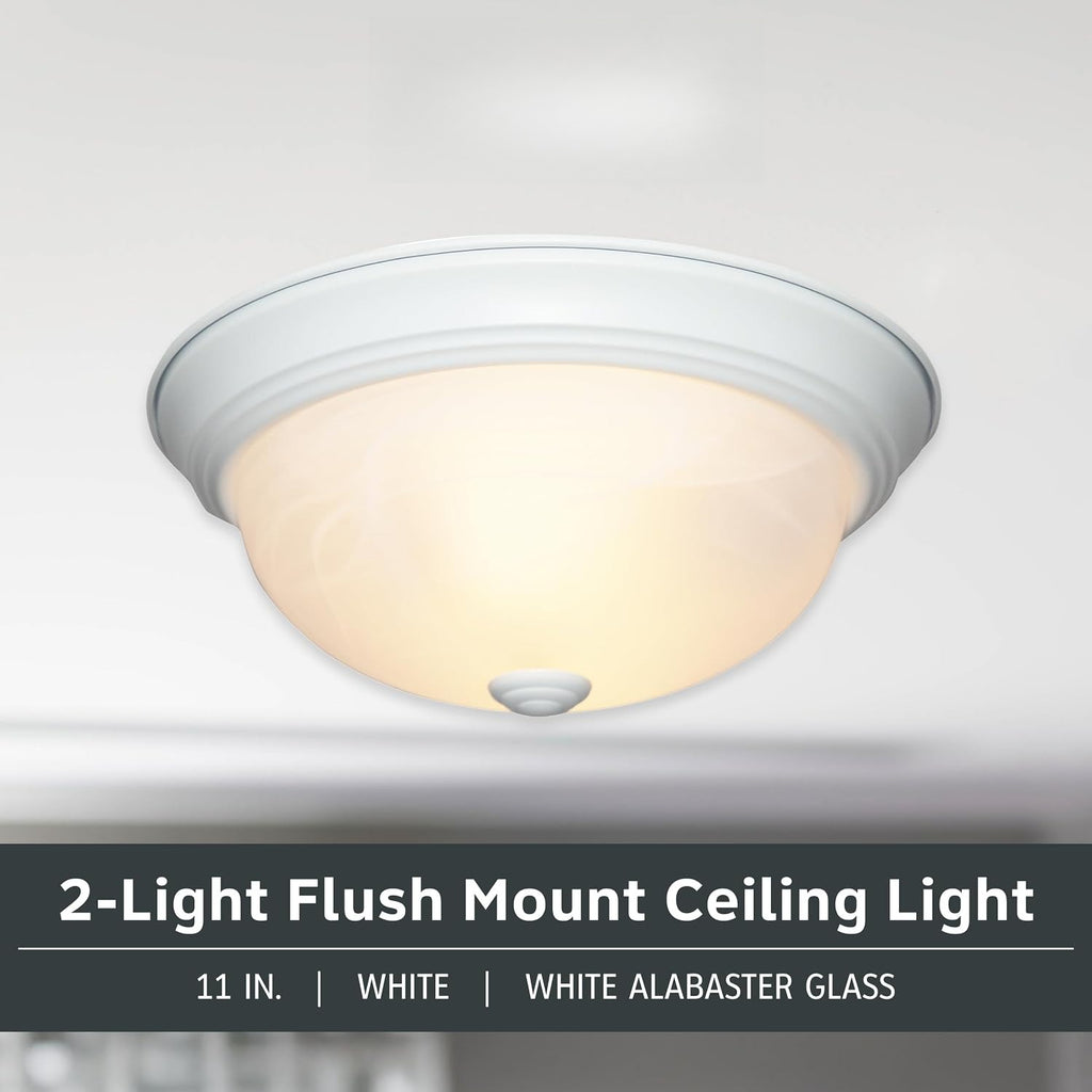 White 2‑Light Flush‑Mount Ceiling Light