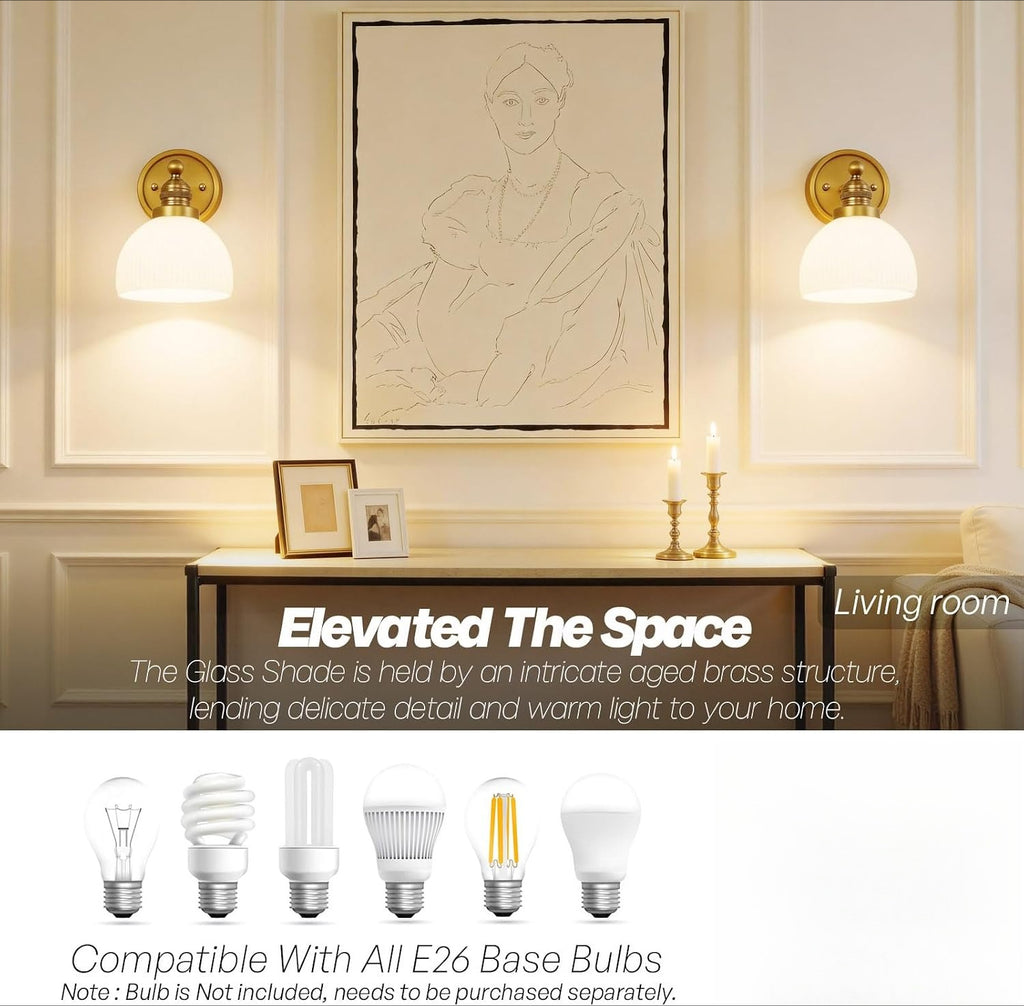 Vintage Brass Gold Bathroom Wall Sconce