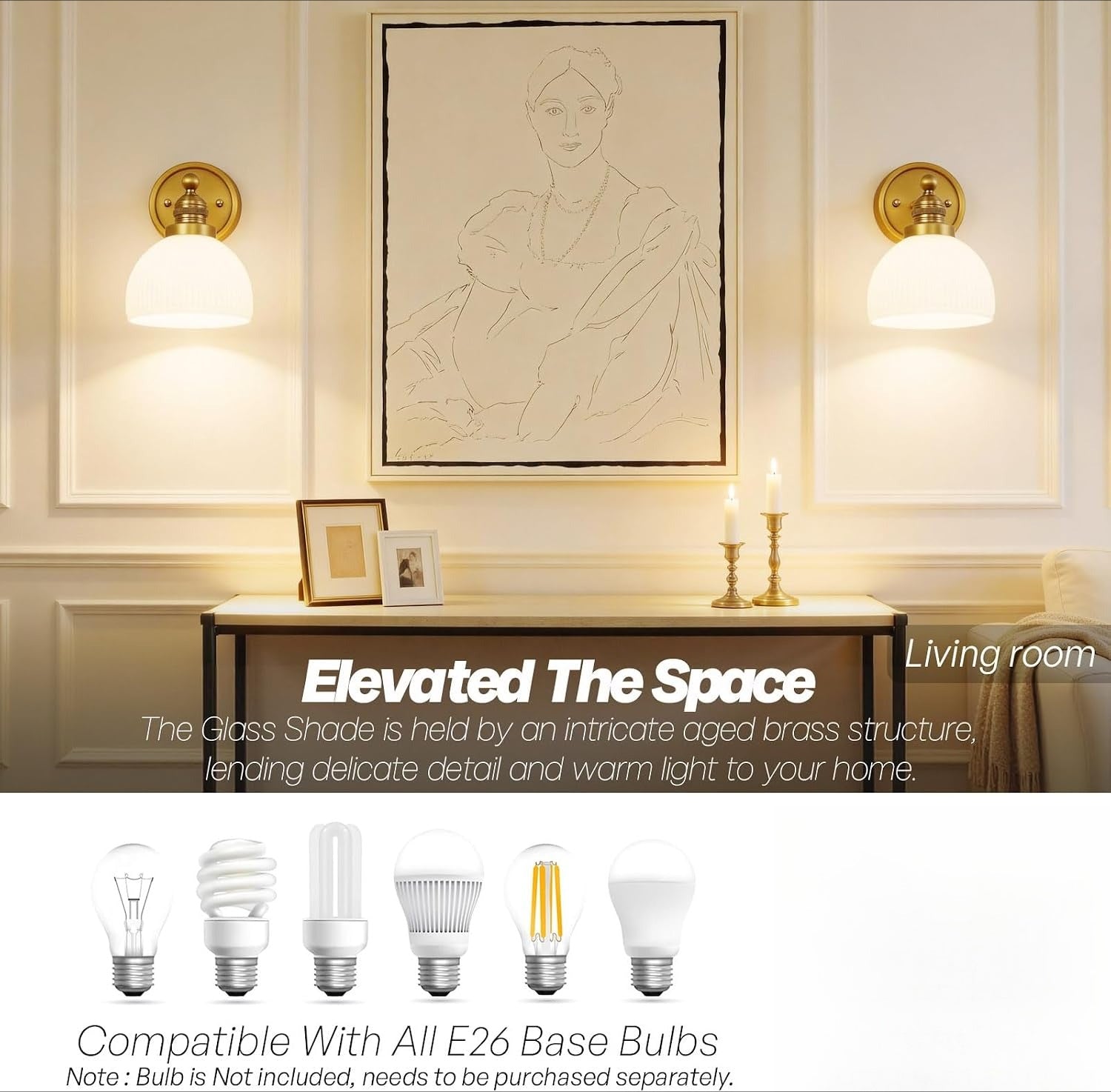 Vintage Brass Gold Bathroom Wall Sconce